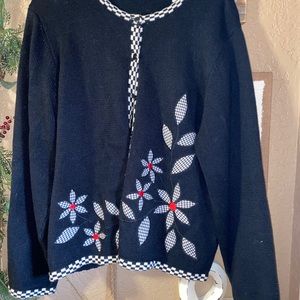 Marisa Christina Navy Gingham Floral Cardigan  XL